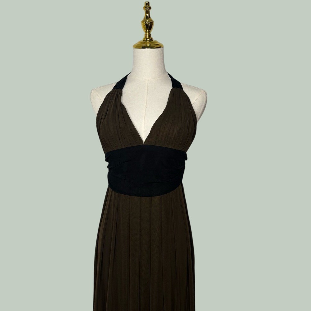 london style y2k halter brown black flowy dress goth grunge fairy downtown girl